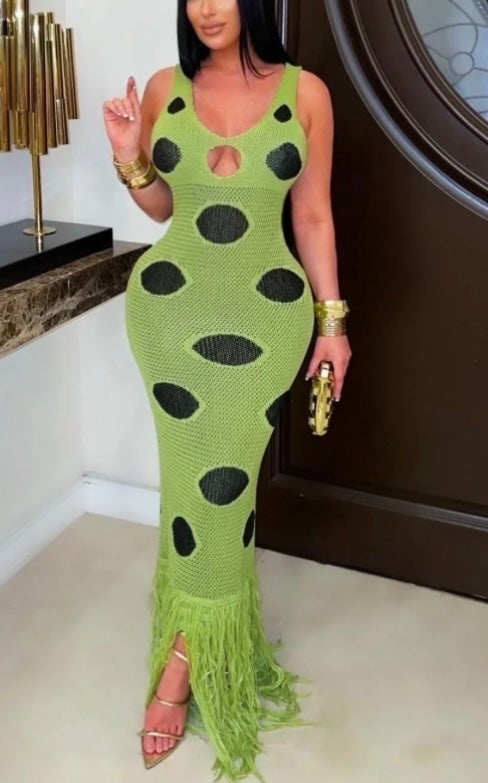 Polka On Green Dress | Adore Boutique